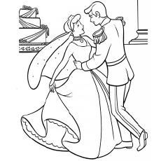 Cinderella Dancing With The Prince Coloring Pages