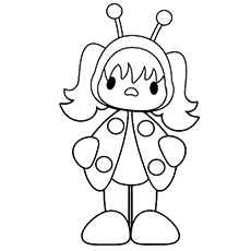Girl In Ladybug Outfit coloring page