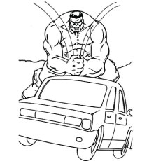 Hulk Crushing the Car in Anger Coloring Page