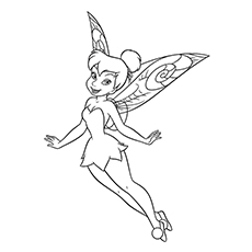 Tinkerbell flying coloring page