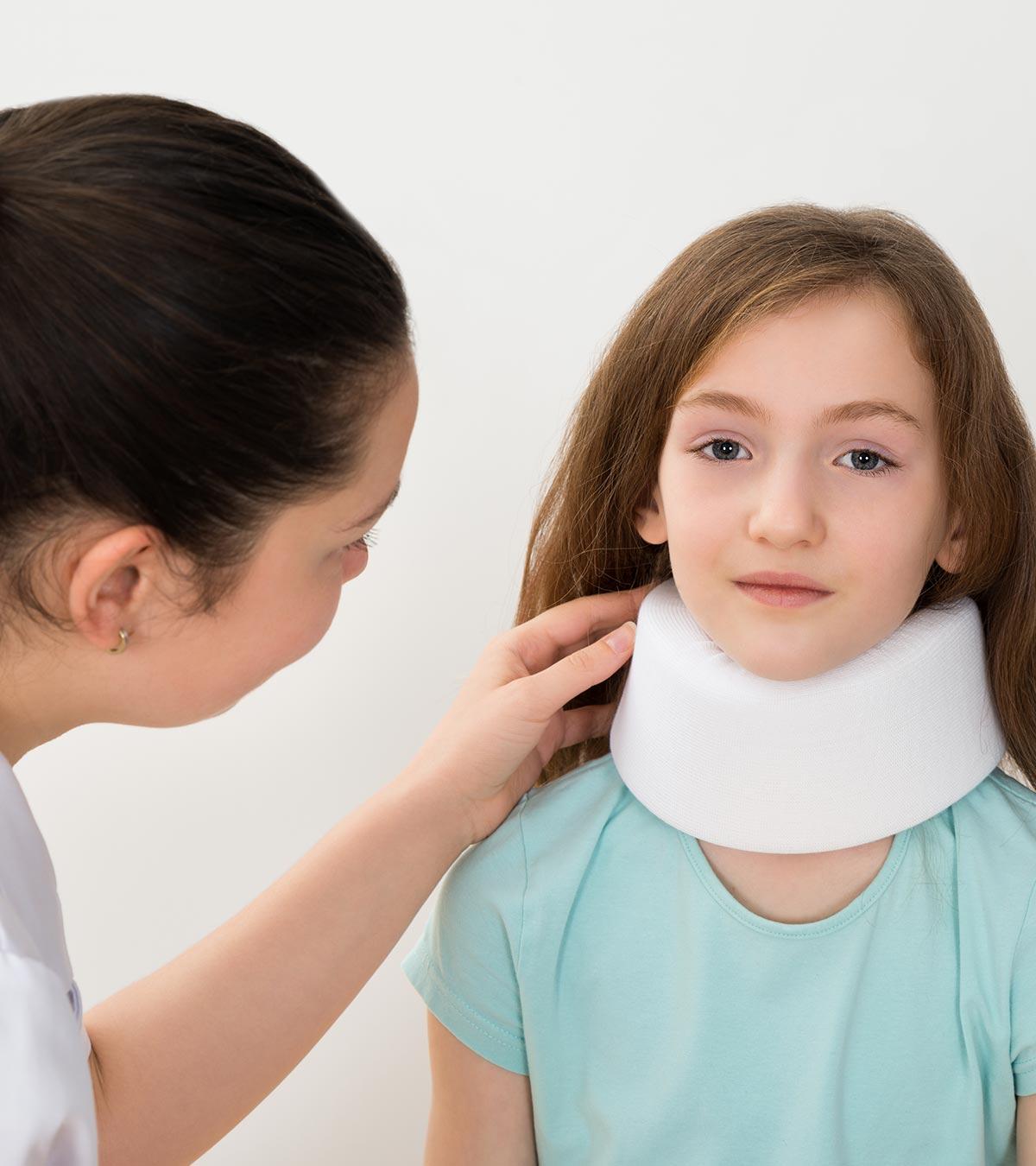 A child suffering from torticollis