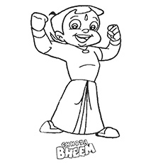 Chota Bheem Showing his Muscles coloring page