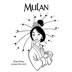 Coloring page of connect dots mulan