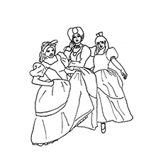Stepmother and Stepsisters of Cinderella Coloring Pages