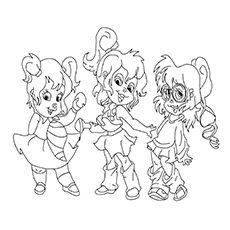 The 3 Chipettes from Alvin And The Chipmunks coloring page