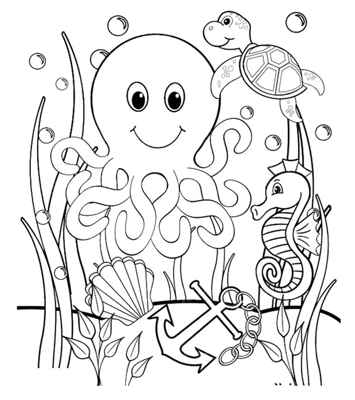 coloring page under the sea