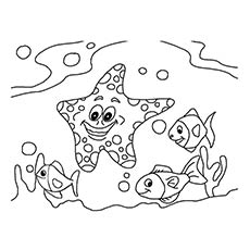 Starfish with fish, Starfish coloring pages