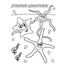 Underwater sea creatures, Starfish coloring pages