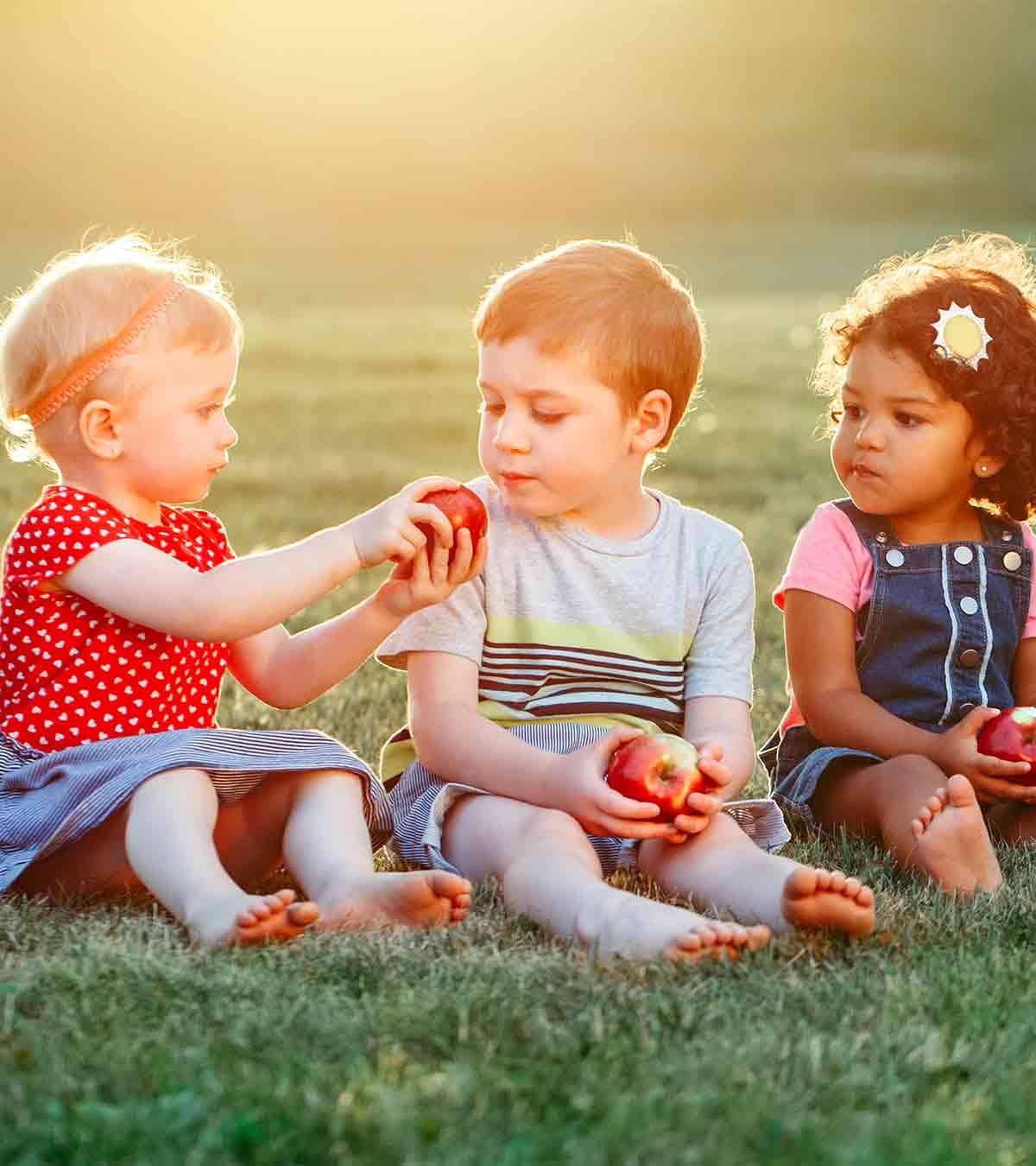 Kids are eating apples