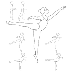 Ballet positions, beautiful ballet coloring page