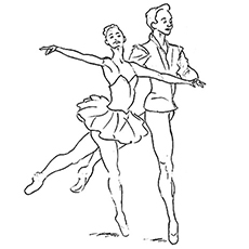 Couple performing ballet coloring page