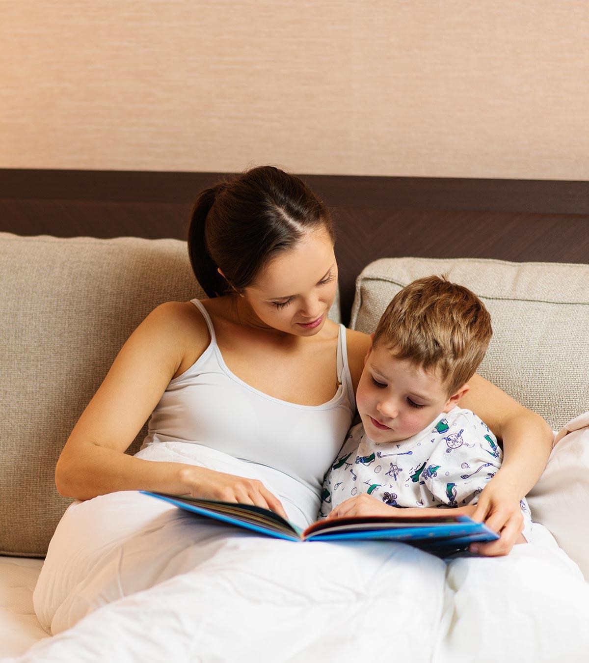 Mother Reading Bedtime Stories For Toddler