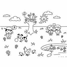 Spring weather coloring page Spring weather coloring page