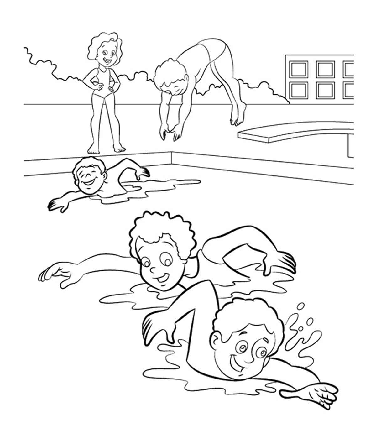 Free Printable Boys Swimming Coloring Pages