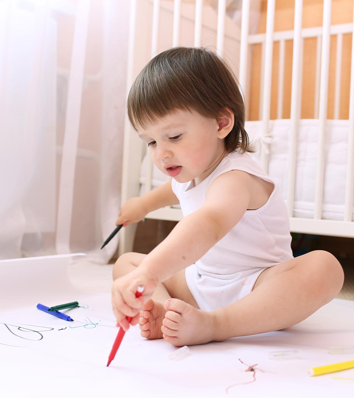 A 22-month-old girl doing some activity