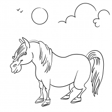 Funny Farm Pony horse coloring page