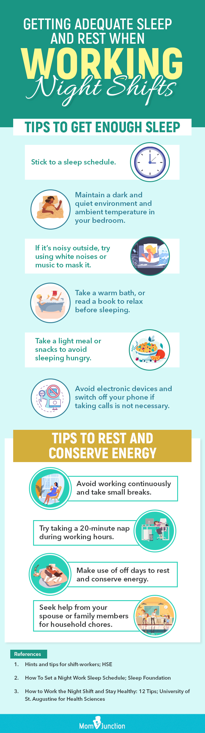 tips to get enough sleep while working in night shifts (infographic)
