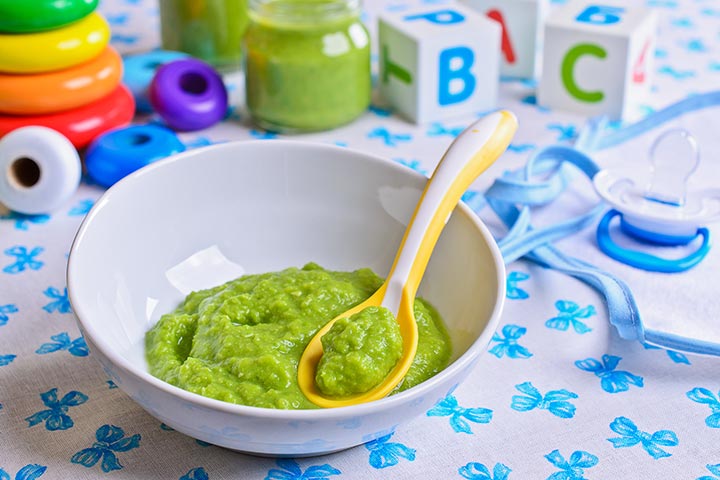 Pureed potato and spinach for babies