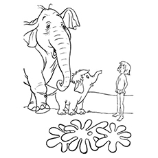 Colonel elephant and baby coloring page