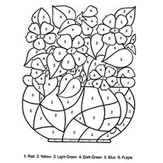 Color by number, flower coloring page