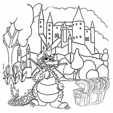 Dragon snd the Castle coloring page