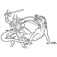 The dragon and the knight fighting, dragon coloring pages