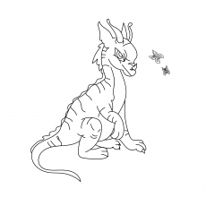 Butterflies and dragon coloring page