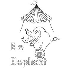 E for elephant coloring page