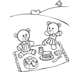 Teddy Bear Enjoying Picnic coloring page
