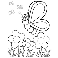 Insect and the flower coloring page