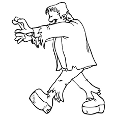 Frankenstein on Halloween coloring page