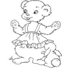 Girly teddy bear coloring page