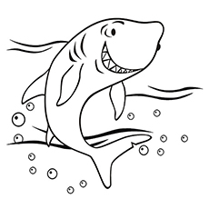 Grinning shark coloring page
