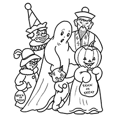 Halloween family picture coloring page