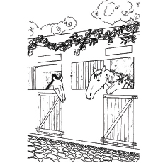 The Barn horse in a shed coloring page