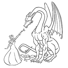 Mariposa fairy and the dragon coloring page