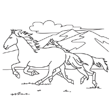 Running Mustang horse coloring page
