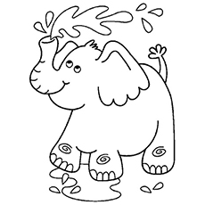 Elephant bathing coloring page