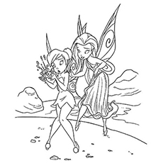 Silvermist and Tinkerbell coloring page