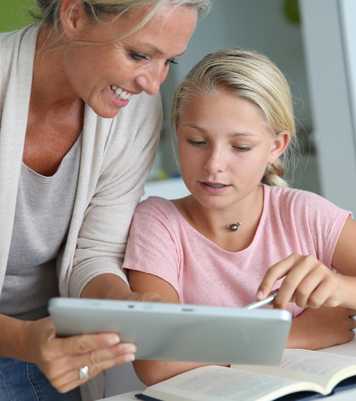A mom motivates her teenage girl to study