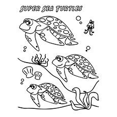 Super sea turtles coloring page