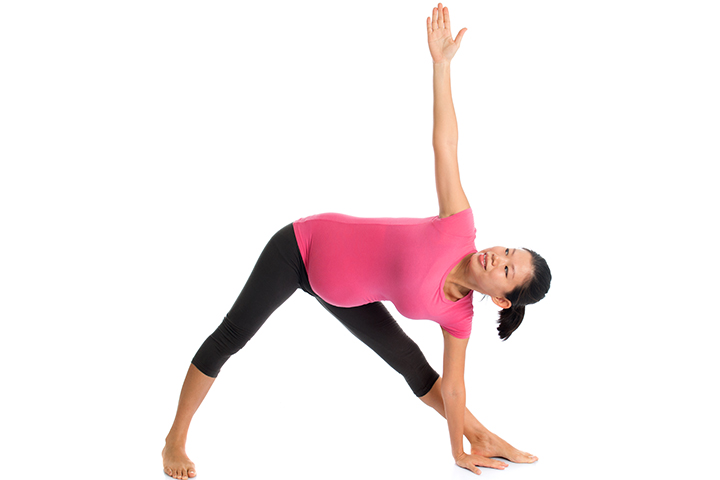 Baba Ramdev yoga asanas for pregnant women, Trikonasana (triangle pose)