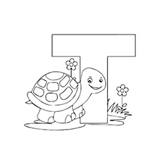 T for turtle coloring page