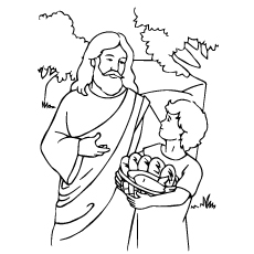 Jesus Feeds the Multitudes Coloring Sheet 