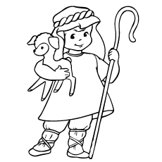 Coloring Page of Shepherd with Sheep