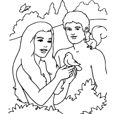 Bible Characters Adam And Eve Coloring Page to Print