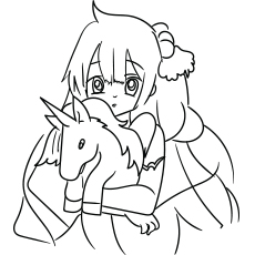 Anime ans unicorn coloring pages
