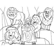 Daniel And The Lions’ Den from Bible Stories Picture to Color for Kids