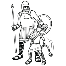 Story of David And Goliath from Bible Picture to Color 