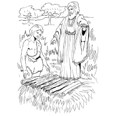 Coloring Sheet of Isaac Sacrifice from the Hebrew Bible 